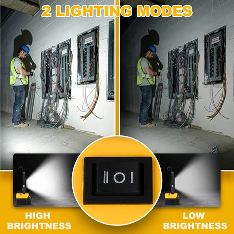 Carvallo arbetslampa PowerCraft Pro 60W | 6000LM | För DeWalt/Makita/Milwaukee batterier | Bärbar & Uppladdningsbar | Camping & Verkstad Carvallo