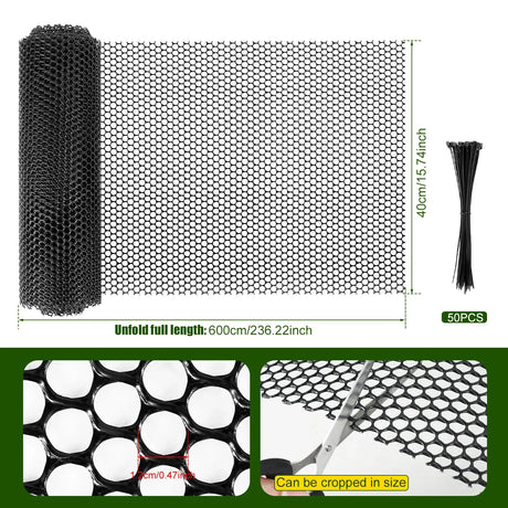 Carvallo Mesh | Plaststängselnät för trädgård & stångskydd | 300 × 40 cm / 600 × 40 cm | Väderbeständig & kan anpassas Carvallo