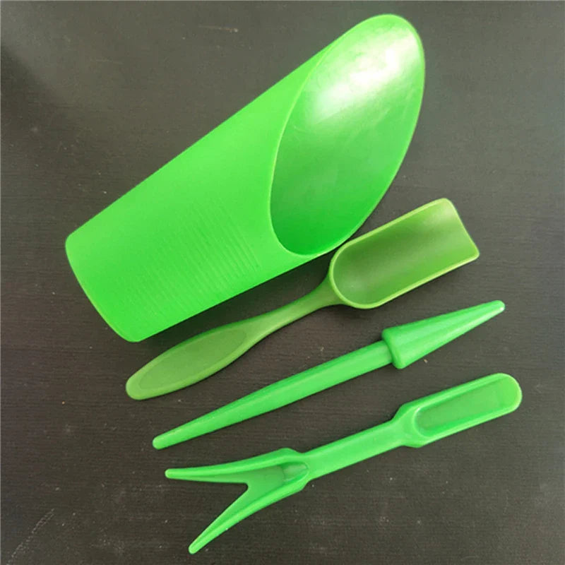 Carvallo Mini Trädgårdsverktyg Set | 4-delat set för balkong & inomhusväxter | För omplantering, sådd & plockning Carvallo