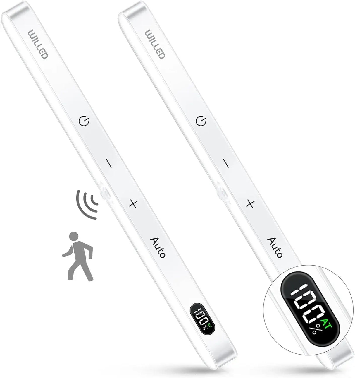 Carvallo LED ljusskena | Med rörelsesensor & batteriindikator | Uppladdningsbar | För skåp, kök & hall Carvallo