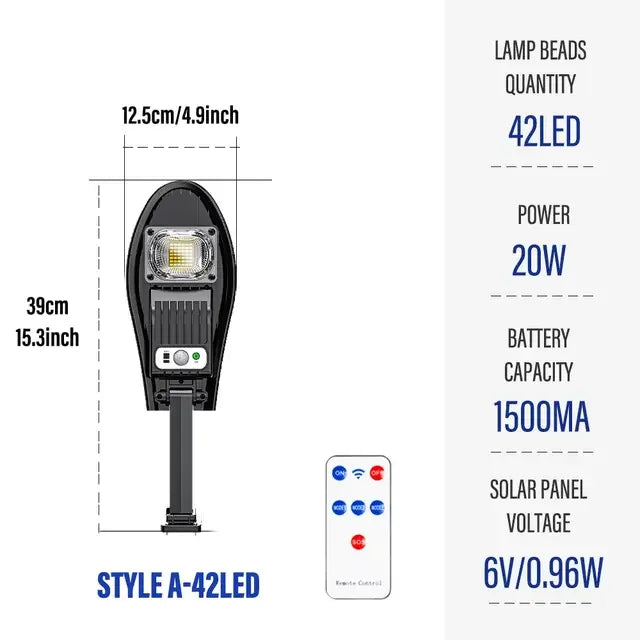 Carvallo Solar Vägglampa med Rörelsesensor & Fjärrkontroll | 42–168 LEDs | IP65 Vattentät | 3 Lägen Carvallo