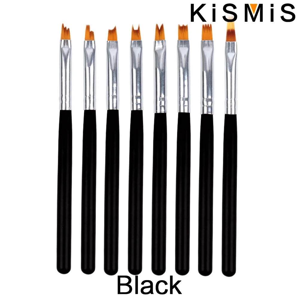 Carvallo-penselsæt NailMuse 8-pak | Fine detaljpenner til gel og neglekunst | Træhåndtag | Fås i 5 farver Carvallo