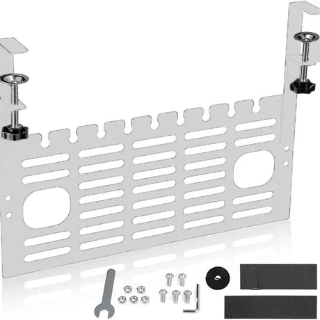 Carvallo Kabelhantering Under-Bord | Metallkabelkorg med klämfäste | 40 × 17 cm | För skrivbord 1–6 cm tjocklek Carvallo