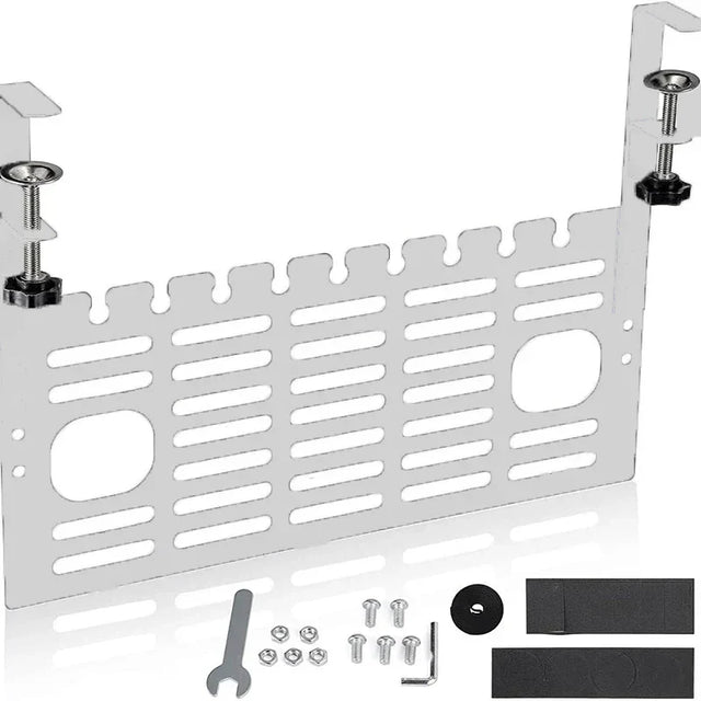 Carvallo Kabelhantering Under-Bord | Metallkabelkorg med klämfäste | 40 × 17 cm | För skrivbord 1–6 cm tjocklek Carvallo
