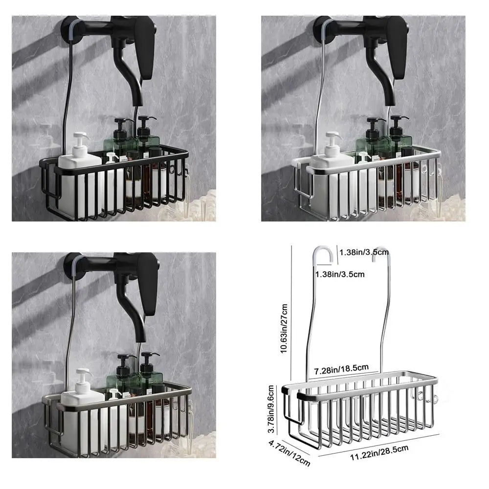 Carvallo AeroRack Hängande Duschhylla av Aluminium | Rostfri Duschhylla med Krok | Stor Kapacitet för Schampo & Badaccessoarer Carvallo