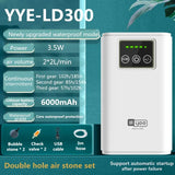 Carvallo SmartOxy Uppladdningsbar Syrepump för Akvarium & Utomhus | Tyst Luftpump med Batteri & USB | Automatisk AC/DC-omkoppling & LED-display Carvallo