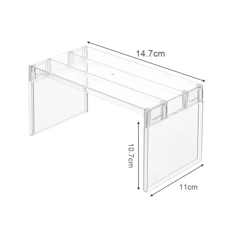 Carvallo-Organizer ClearStack Duo | Transparent hyllavdelare | Platsbesparande förvaringshylla | 14,7×11,1×10,7 cm / 21,7×11,1×10,7 cm Carvallo