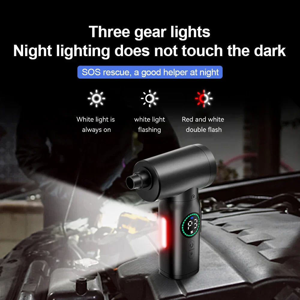 2-i-1 Bärbar Dammsugare och Blås med Tryckluft och LED-ljus (7500mAh) Carvallo