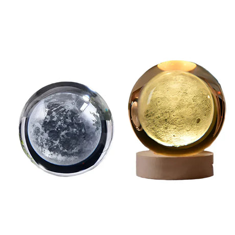 LumiCrystal - 3D LED Nattljus med Stjärnprojektor och Träbas Carvallo