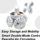 Carvallo Solar Campinglampa med fläkt | Fällbar & Bärbar | 3 Vindsteg & LED-belysning | För tält, terrass & utomhus Carvallo