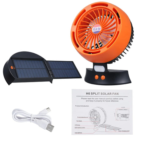 Carvallo Solar Campingfläkt med LED & avtagbar solpanel | 4 lägen & 3 ljusstyrkor | 10400 mAh batteri & Typ-C | Tyst & Mobil Carvallo