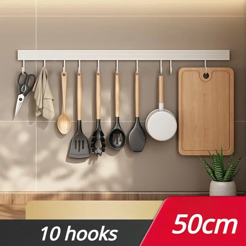 Carvallo KüchenMeister Flex | Utan borrning | Med krokar och skedhållare | 30/40/50 cm | Organizer i rymdaluminium Carvallo