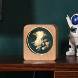 LumiWood - 3D Trä Nattlampa med Gravyr och Varm LED-belysning Carvallo