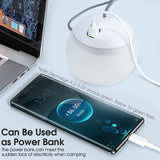 Carvallo Bärbar LED-tältlampa med krok | USB-C uppladdningsbar | Hänglampa för camping & nödsituationer | Kompakt & Lätt Carvallo