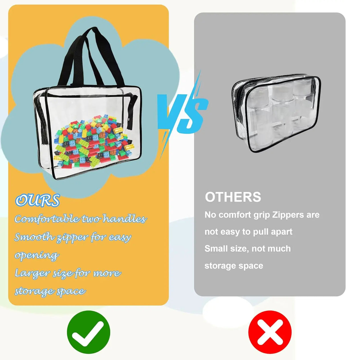 Carvallo-uppbevaringsväska ClearyBag Kids | Transparent & Vattentät | För pussel, böcker, byggklossar & resor | 30×22×10 cm Carvallo