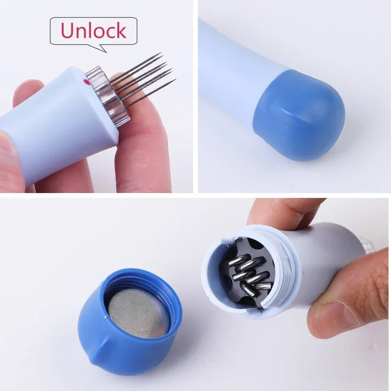 Carvallo ProNeedle Filznadel Set | 7-delad | Hållbar & Slät | För precis torrfiltsning | Blå-Vit Carvallo