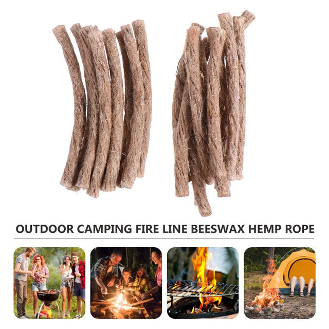 Carvallo Dochte FireLoom Natur | 10-pack hamprep | För utomhus, bushcraft & camping | Vattenavvisande & omedelbart antändbar Carvallo