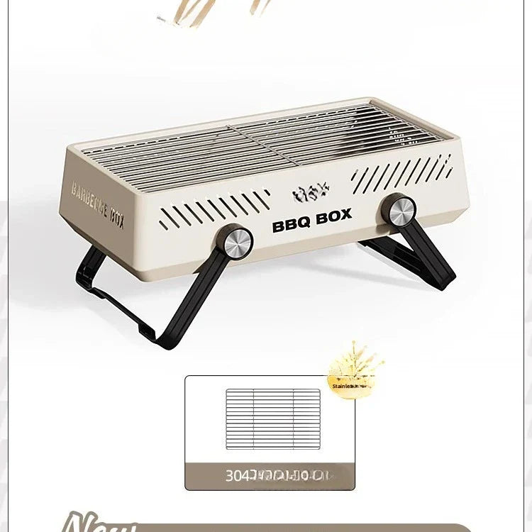 Carvallo Bärbar BBQ-ugn för trädgård och camping | Multifunktionell & Kompakt | För utomhusmatlagning utan kol | 47 × 28,5 × 22,5 cm Carvallo