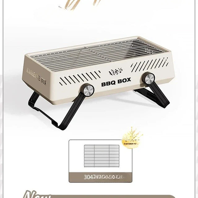 Carvallo Bärbar BBQ-ugn för trädgård och camping | Multifunktionell & Kompakt | För utomhusmatlagning utan kol | 47 × 28,5 × 22,5 cm Carvallo