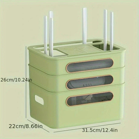 Carvallo WLAN-router förvaringslåda | Med kabelhantering & uttagsfack | Transparent & avtagbar | 1–4 våningar valbara Carvallo