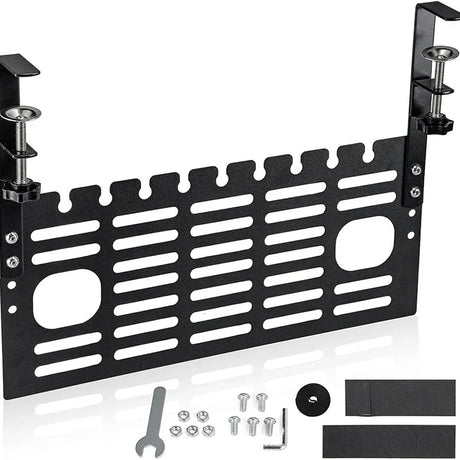 Carvallo Kabelhantering Under-Bord | Metallkabelkorg med klämfäste | 40 × 17 cm | För skrivbord 1–6 cm tjocklek Carvallo