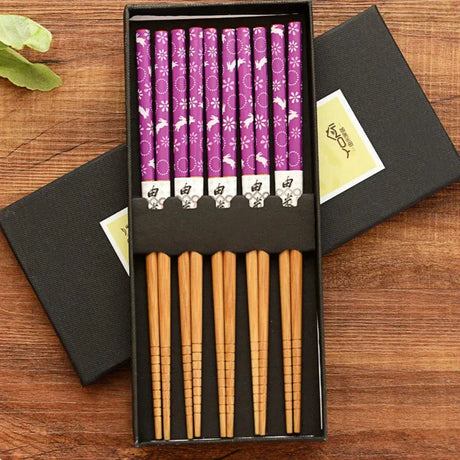 Carvallo – Lyxig 5-delars bambu ätpinnar presentset med kulturella mönster Carvallo