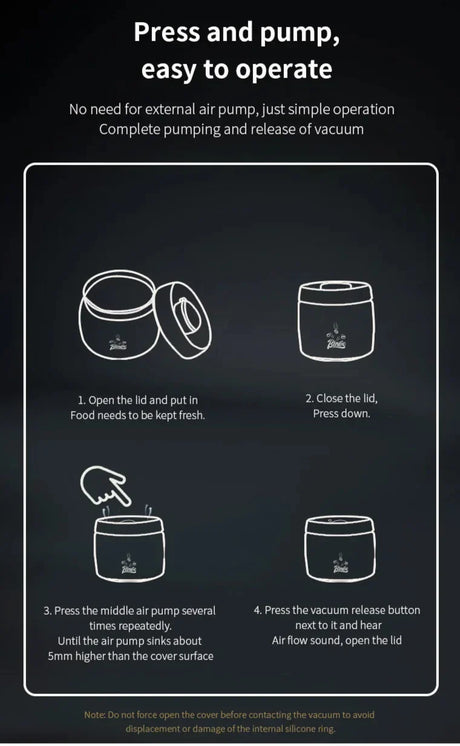 Royallure Kaffeebehållare i rostfritt stål med manuell vakuumlock för färska bönor Carvallo