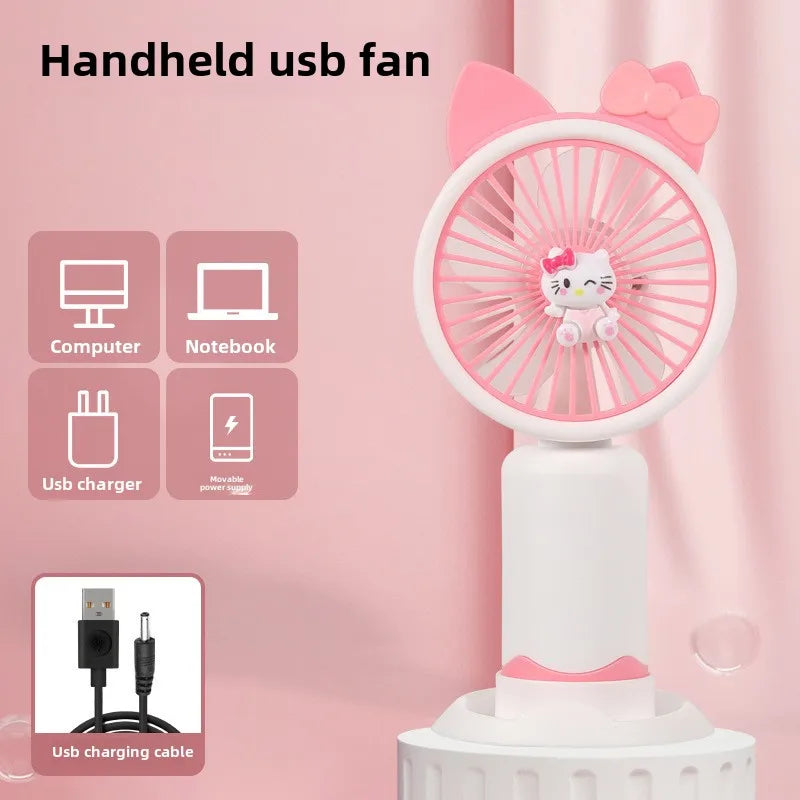 Carvallo Mini Handfläkt med mobilhållare | Bärbar & Återuppladdningsbar | Cartoon-design | USB-fläkt för kontor & present Carvallo