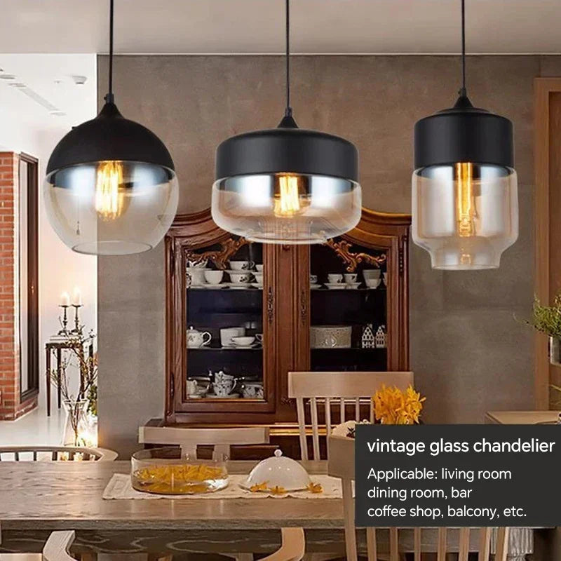 Nordic Wood Glas Pendel Ljuskrona – Modern Hängande Lampa Carvallo