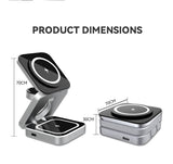 3 i 1 Snabb Magnetisk Fällbar Trådlös Laddare För iPhones, AirPods och Apple Watches Carvallo
