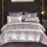 Wostar Satijn Rayon Jacquard Påslakan 220x240 Sommarluxus Dubbelsäng Duntäcke Sängkläder Set Carvallo