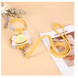 Carvallo | Justerbart sele-set med koppel & halsband | Dubbellagsdesign i tecknad bi-stil | För katter & små hundar Carvallo