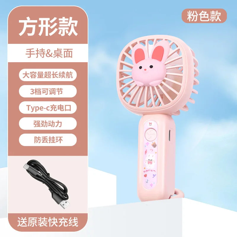 Carvallo-Handventilator BreeziPop | USB-laddning | Tyst & Bärbar | Söt tecknad design Carvallo