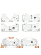 Carvallo T-Shirt Justeringslinjaler i set | 4/8 styck | Flexibelt PVC-mätsverktyg för textiltryck & sömnadsarbeten | För vuxna & barnstorlekar Carvallo