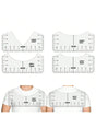 Carvallo T-Shirt Justeringslinjaler i set | 4/8 styck | Flexibelt PVC-mätsverktyg för textiltryck & sömnadsarbeten | För vuxna & barnstorlekar Carvallo
