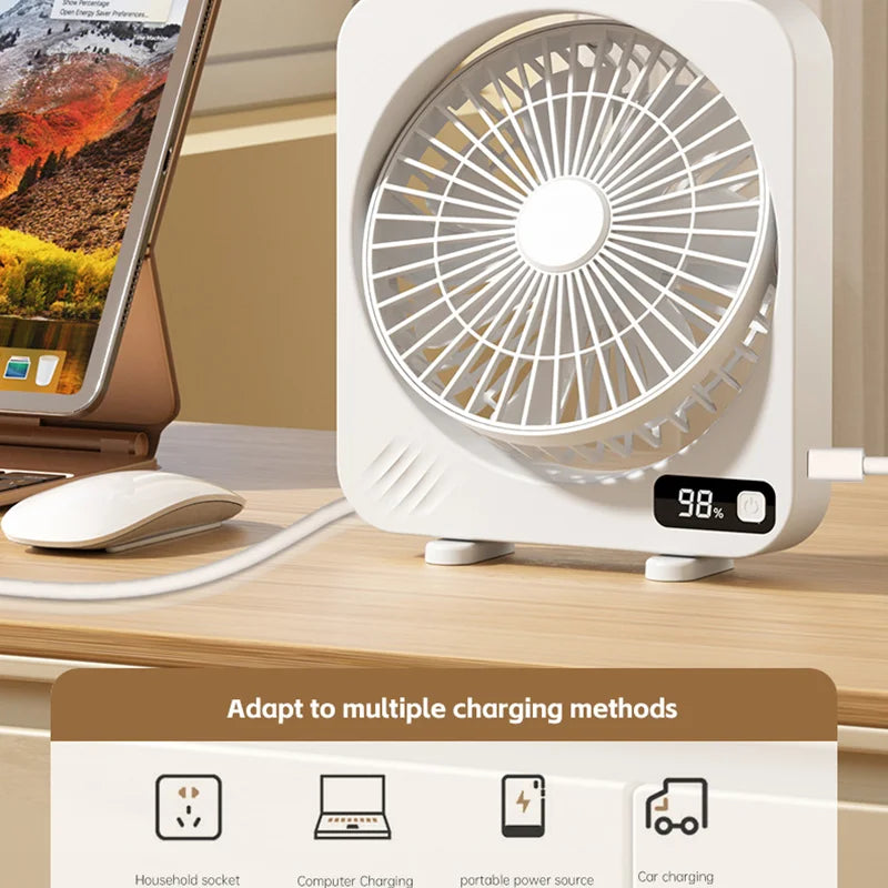 Carvallo USB-bordfläkt | 5-trins digital skærm | Bærbar & stille | Til kontor, skole & hjemme Carvallo