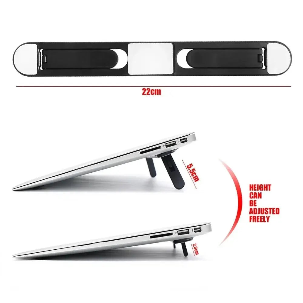 Carvallo Laptop-ställ | Självhäftande & Fällbar | Ultrakompakt för resor | 21,5 cm | Svart Carvallo