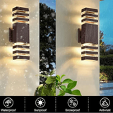 Carvallo LED utomhusvägglampa | Up & Down-effekt | E27-sockel | IP65 vattentät | Modernt design för trädgård & balkong Carvallo