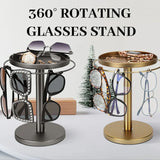 Carvallo Rotatable Sunglasses Organizer | 360° Rotating Stand with Jewelry Tray | Stainless Steel | 20 × 24 × 15 cm Carvallo