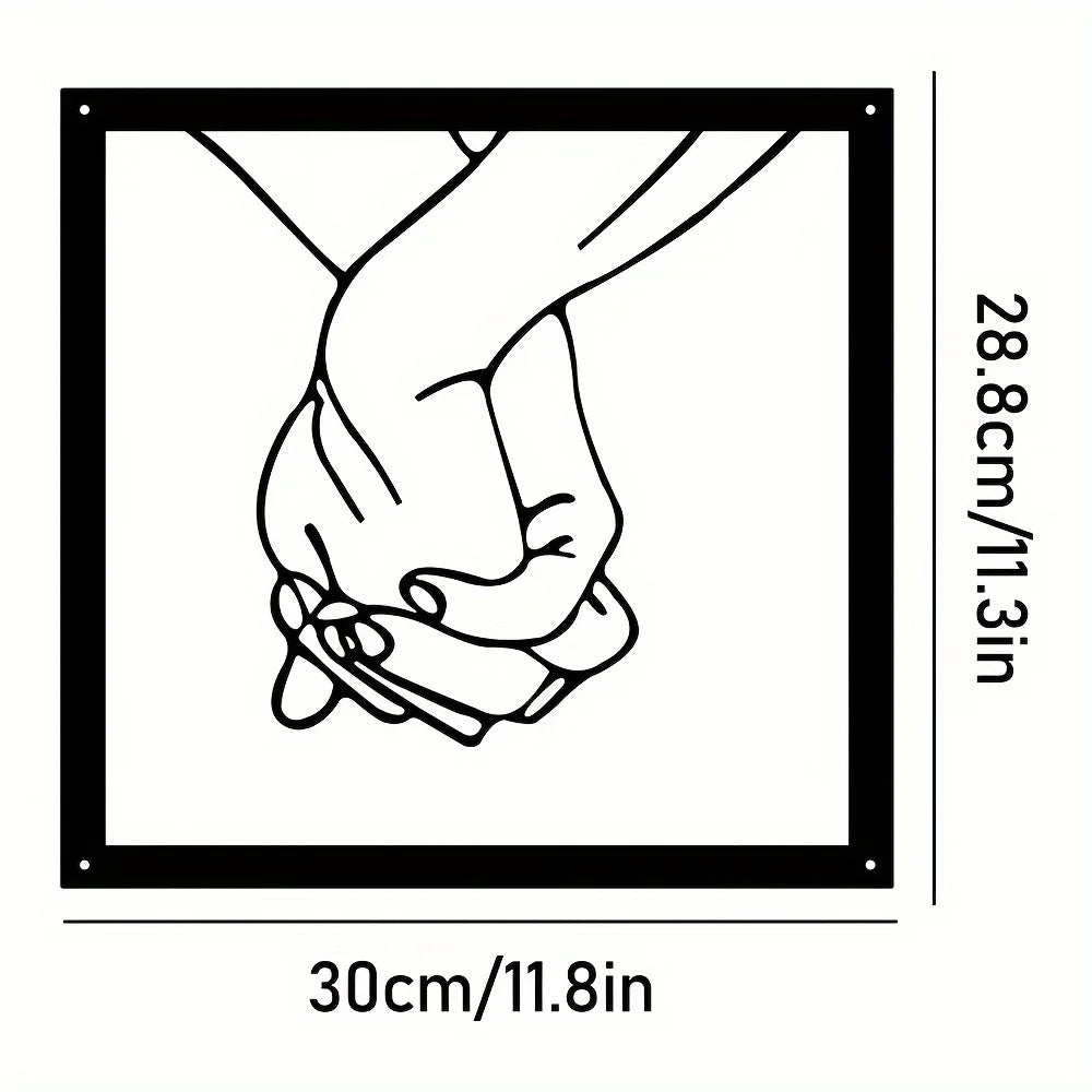 Connected Hands Metallväggdekoration – Minimalistisk och Enande Carvallo