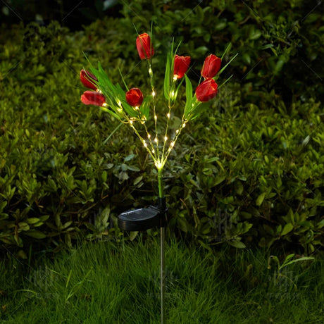 Carvallo Solartulip | LED trädgårdslampa i blomform | Solarbetriven | Väderbeständig & dekorativ | För trädgård, balkong & gångar Carvallo