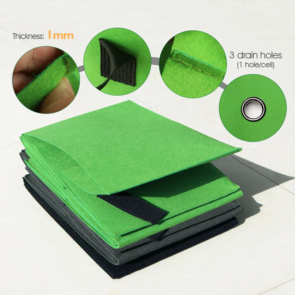 Carvallo GrowZone 21 Höjd bädd planteringspåse 90x30x20 cm | 21 Gallon | 3-kammarsystem | Andningsbart tyg med dränering | Fällbar & Återanvändbar Carvallo