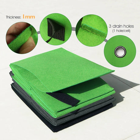 Carvallo GrowZone 21 Höjd bädd planteringspåse 90x30x20 cm | 21 Gallon | 3-kammarsystem | Andningsbart tyg med dränering | Fällbar & Återanvändbar Carvallo