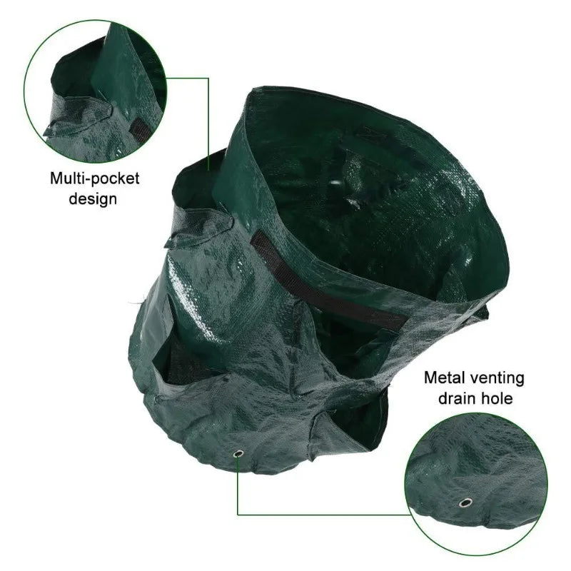 Carvallo GrowBag planterpåse för jordgubbar & grönsaker | 5/7/10 gallon | Med planteringsöppningar & bärhandtag | PE-material | Fällbar & Återanvändbar Carvallo