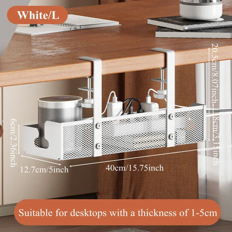 Carvallo Kabelmanagement Under skrivbordet | Metallhylla utan borrning | Kabelhållare & organiserare för kontor & kök Carvallo