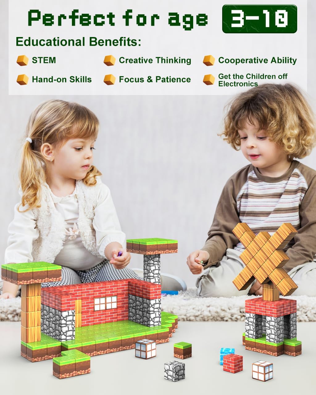 1OOPcs STEM Lärande Magnetiska Byggblock Carvallo