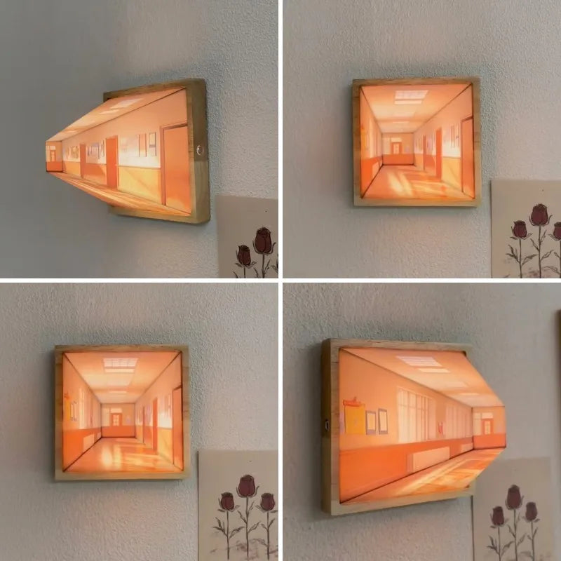 3D Konst Naken Öga Vision Nattlampa – Kreativ Trä Vägglampa för Vardagsrum & Hem Dekor Carvallo