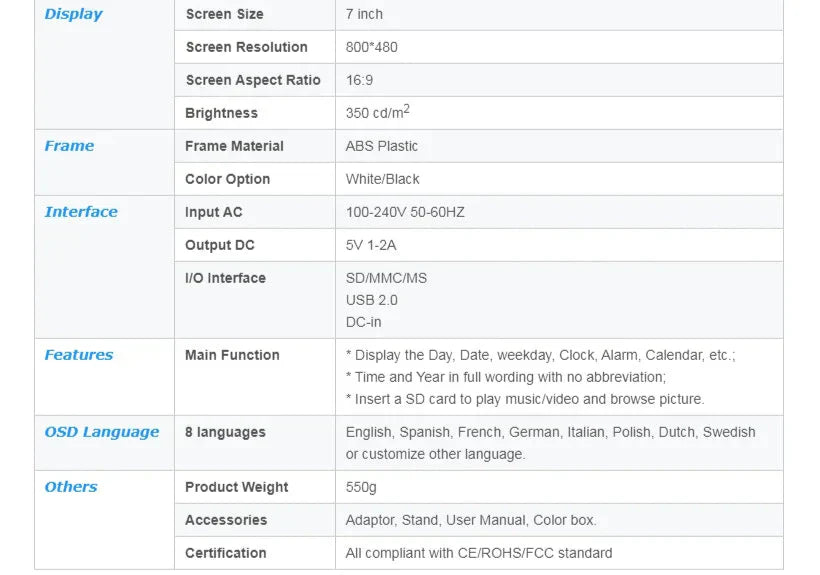 Royallure Stor LED Digital Väckarklocka – Multifunktionell Display, USB Laddning & Temperatur Carvallo