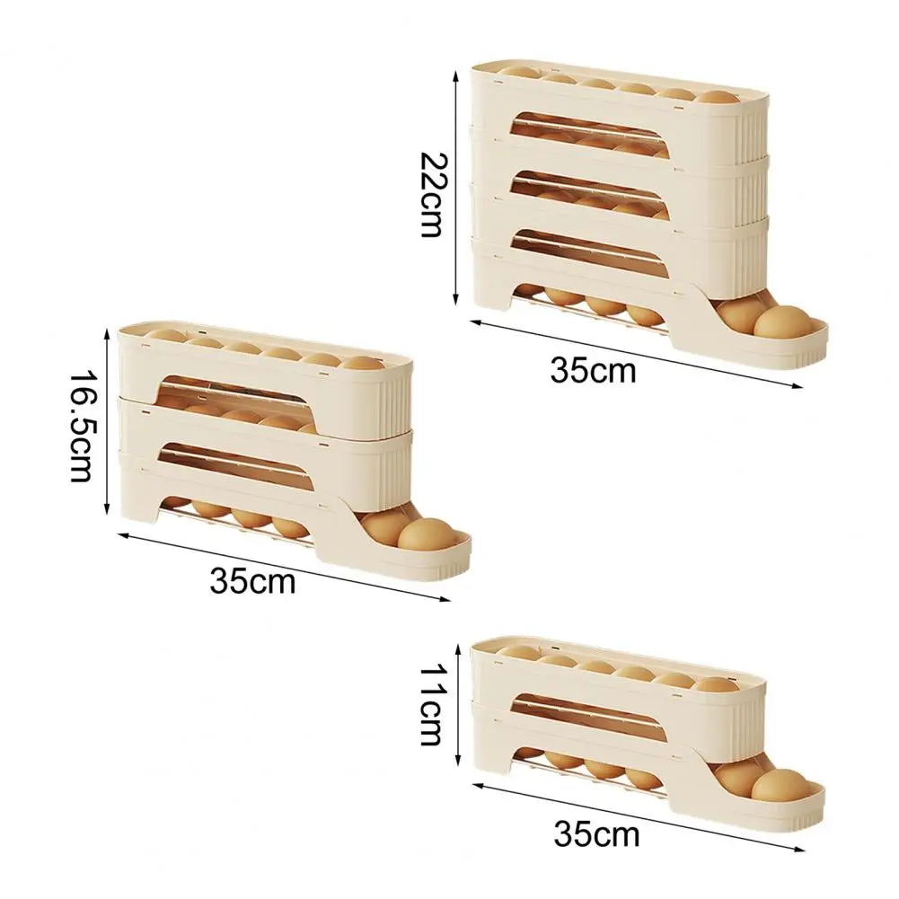 Carvallo RolloMaxx | 4-lagers äggorganisatör | Platsbesparande & Självrullande | Transparent design Carvallo