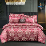 Wostar Satijn Rayon Jacquard Påslakan 220x240 Sommarluxus Dubbelsäng Duntäcke Sängkläder Set Carvallo